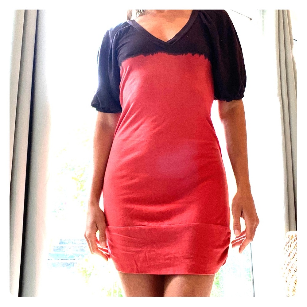 Organic V-Neck Mini Dress Tunic Open Back